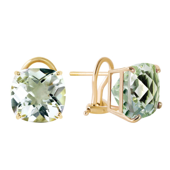 14K. GOLD FRENCH CLIPS EARRING WITH GREEN AMETHYST (Yellow Gold) - Picture 3 of 3